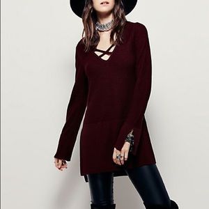 Free people Burgundy knit NWOT